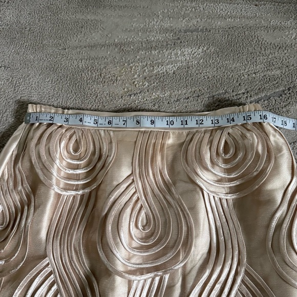 Tally Taylor midi skirt cream dressy satin formal swirls textured 16 - Picture 3 of 5
